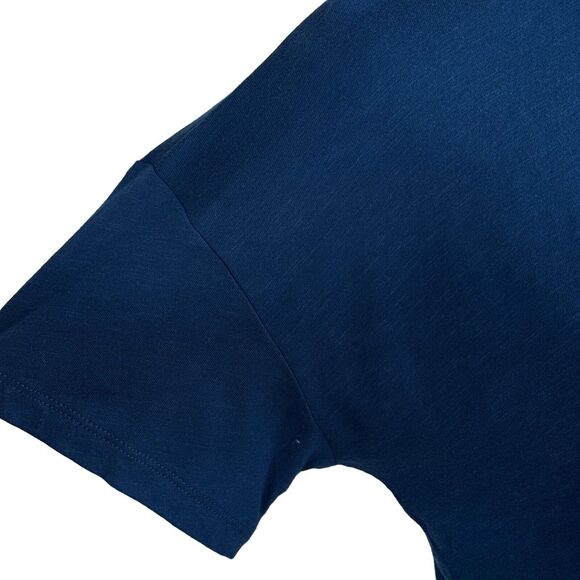 Style & Co Petite Medium Polo Top Short Sleeve Button Neck Lightweight Navy Blue - Picture 3 of 9